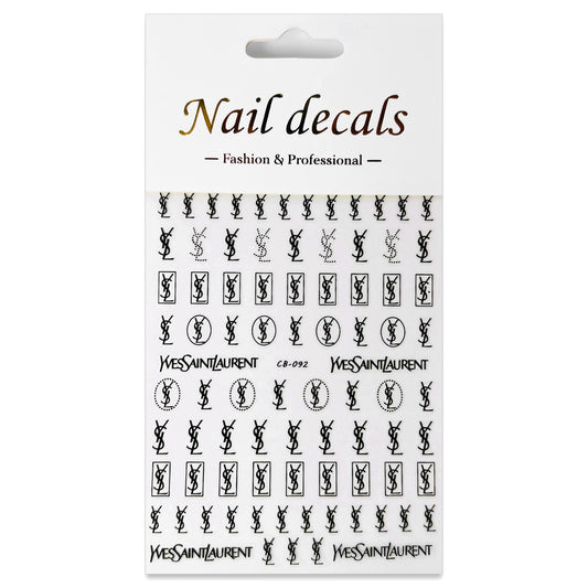 Luxury Designer Nail Decals - Designer Inspired 5 [Black 092]