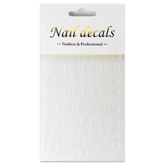 Luxury Designer Nail Decals - Designer Inspired 5 [White 092]